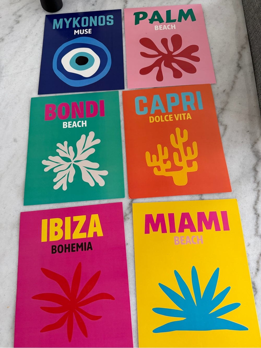 Lot of 6 Colorful Travel Prints